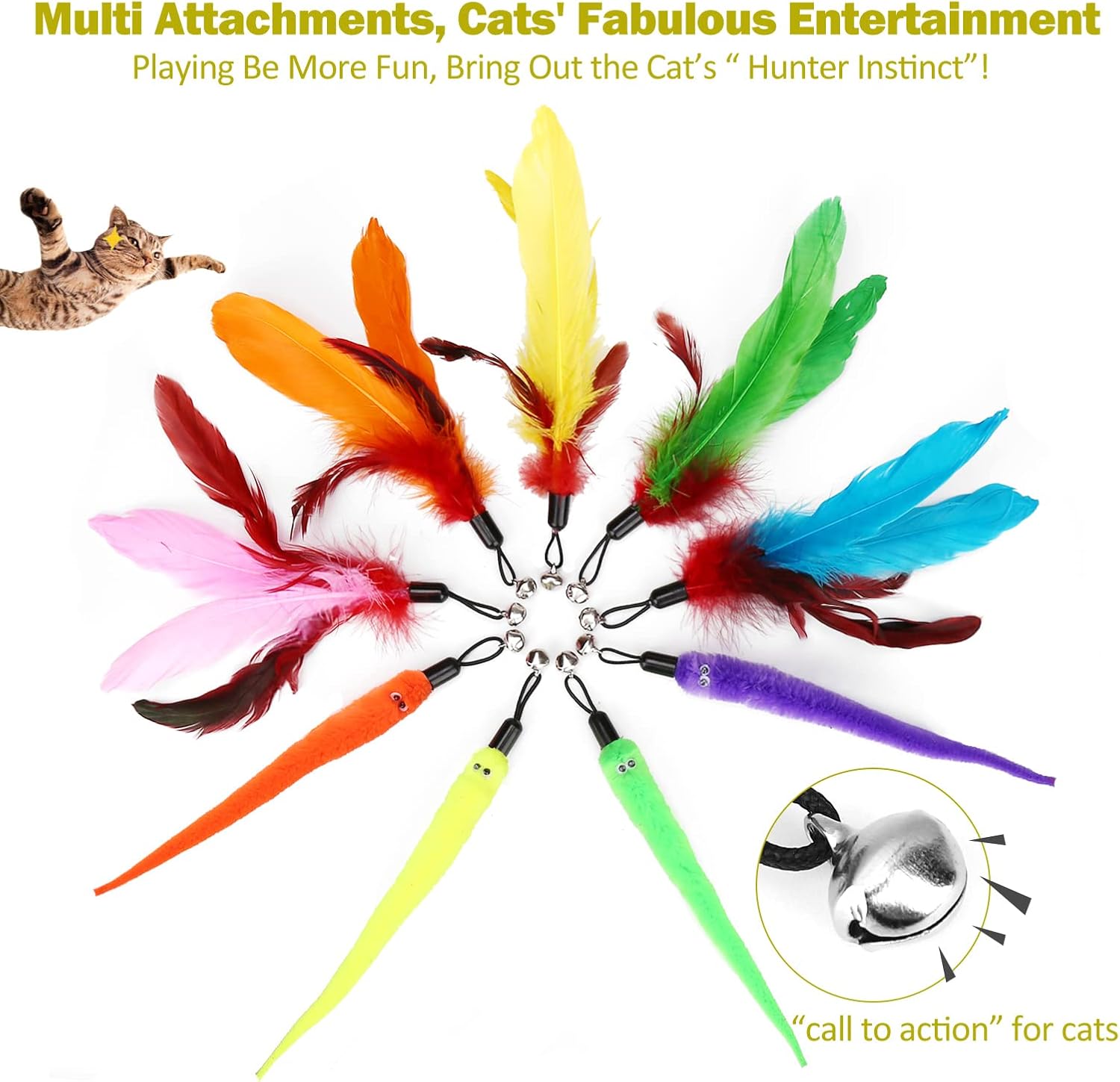 Huidcom Cat Feather Toy Retractable Interactive Wand Kit – Great Shop Huidcom Cat Feather Toy Retractable Interactive Wand Kit - Image 2
