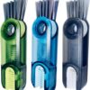 3 In 1 Cup Lid Crevice Cleaning Brush 3 Pack In Mixed Colors Showing Rotating Design