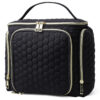 Travel Makeup Bag With Handle Showcasing Its Textured Artisan Honeycomb Knit Exterior