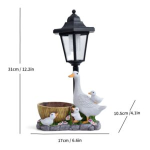Duck Resin Flower Pot With Solar Outdoor Light Product Image Great Shop