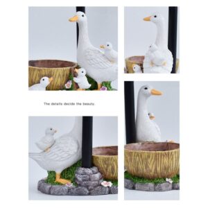 Duck Resin Flower Pot With Solar Outdoor Light Product Image Great Shop