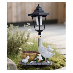 Duck Resin Flower Pot With Solar Outdoor Light Product Image Great Shop