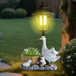 Duck Resin Flower Pot With Solar Outdoor Light Product Image Great Shop