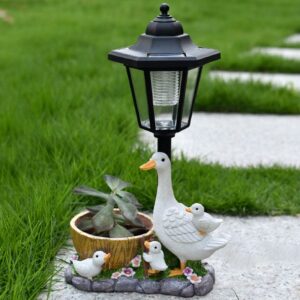 Duck Resin Flower Pot With Solar Outdoor Light Product Image Great Shop