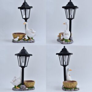 Duck Resin Flower Pot With Solar Outdoor Light Product Image Great Shop