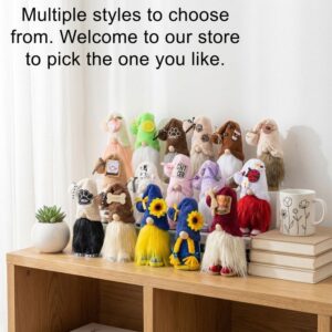 Lush Dog Series White Hat Gnome Sitting On A Wooden Desk Next To A Sleeping Puppy