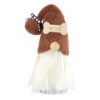 Freestanding Dark Brown Plush Dog Theme Gnome Figurine With White Beard On White Background