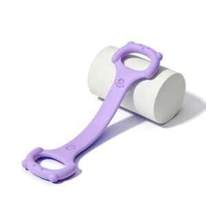 Premium purple resistance band 40lbs used for a home shoulder stretching workout