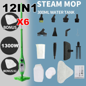 Box Contents Including Six Microfiber Mop Pads Measuring Cup And Carpet Glider