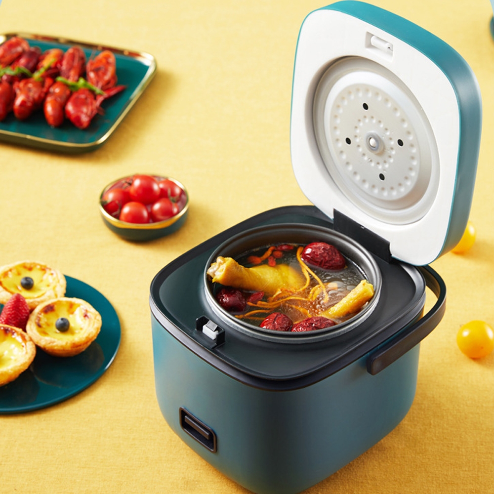 1.2L Mini Rice Cooker Portable Travel Non-Stick Pot – Great Shop Person Using The Rotatable Handle To Carry The Lightweight Travel Rice Cooker.