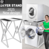 Freestanding White Dryer Stand Shelf Over A Front Loading Washing Machine In A Laundry Room