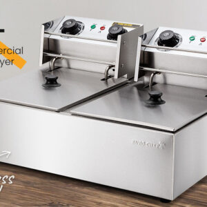 Hinged Oil Heating Plates Tilted Back On Eurochef Commercial Deep Fryer For Easy Cleaning