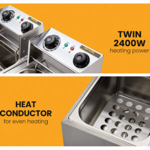 Eurochef Commercial Electric Twin Basket Deep Fryer Product Image Great Shop