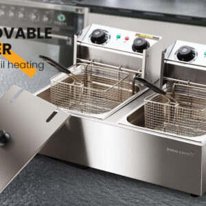 Close-Up Of The Individual Analog Temperature Control Dials On Eurochef Commercial Fryer