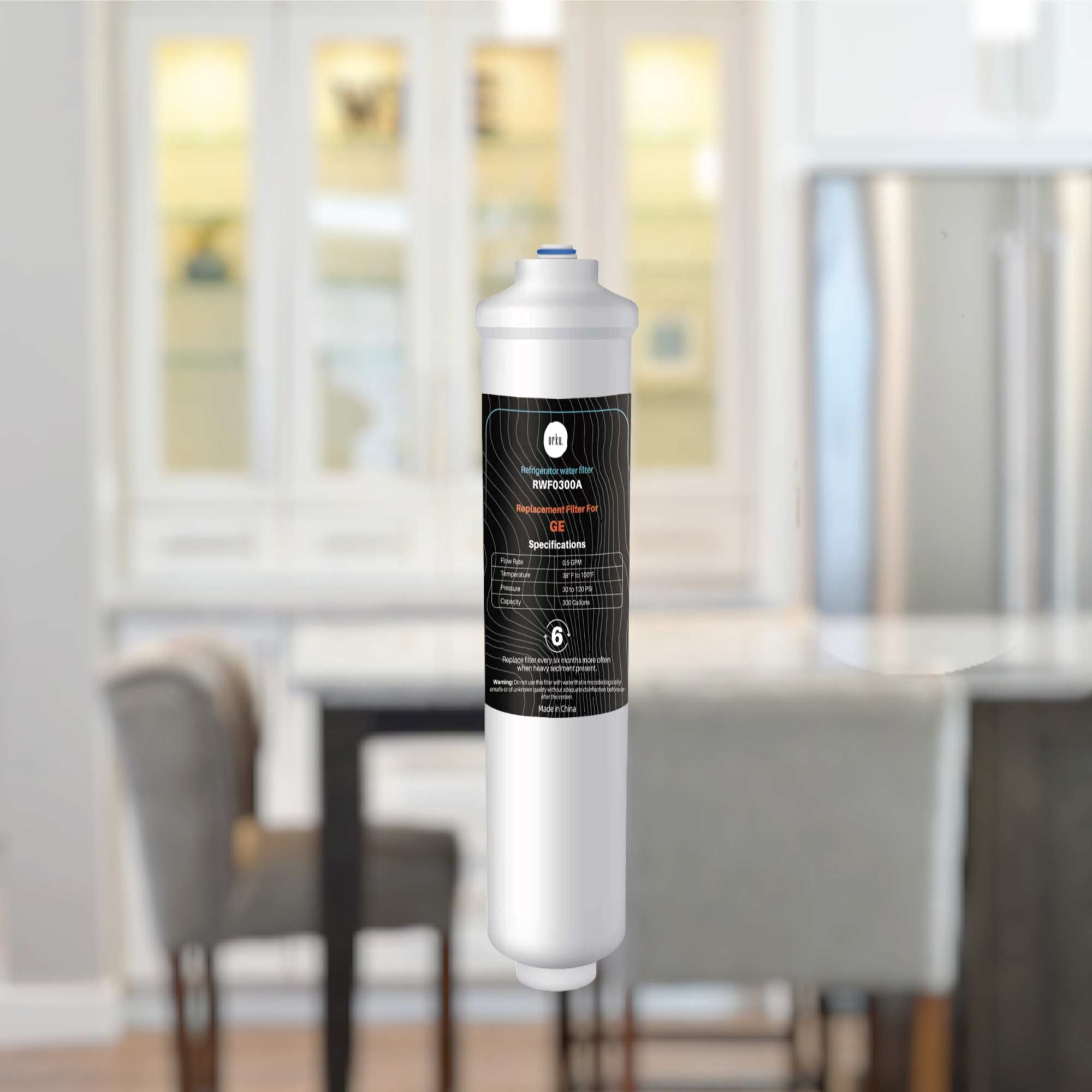 Orku Universal External Fridge Water Filter Rwf0300A – Great Shop Close Up View Of The 1/4 Inch Plastic Tubing Connection Ports On Orku Water Filter