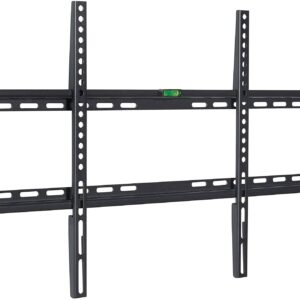 Fixed TV Wall Mount Bracket in black steel installed flat on a brick wall