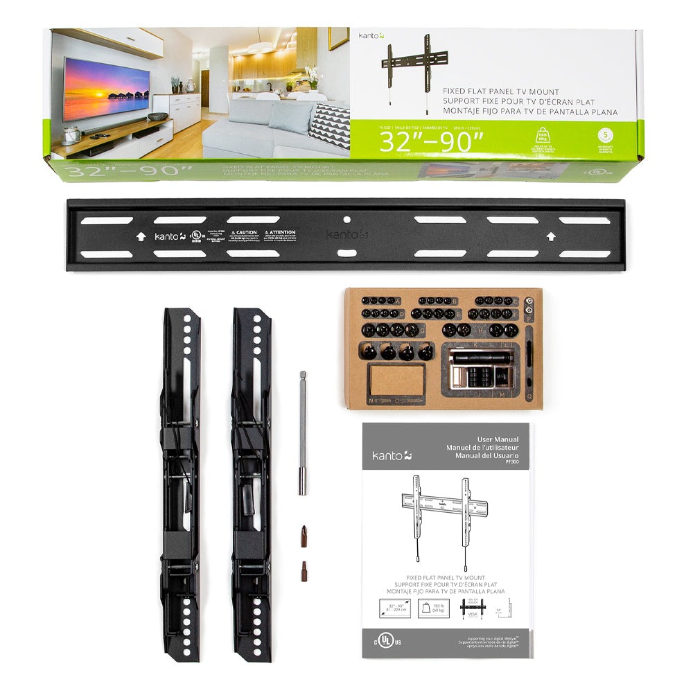 Kanto Pf300 Fixed Low-Profile Tv Wall Mount – Great Shop Side View Diagram Highlighting The Ultra-Slim 3.5Cm Clearance Of The Kanto Pf300 Bracket
