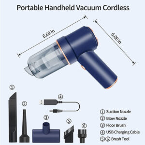 Long Flat Nozzle Attached To Cordless Car Vacuum Cleaning Tight Gaps Between Car Seats.