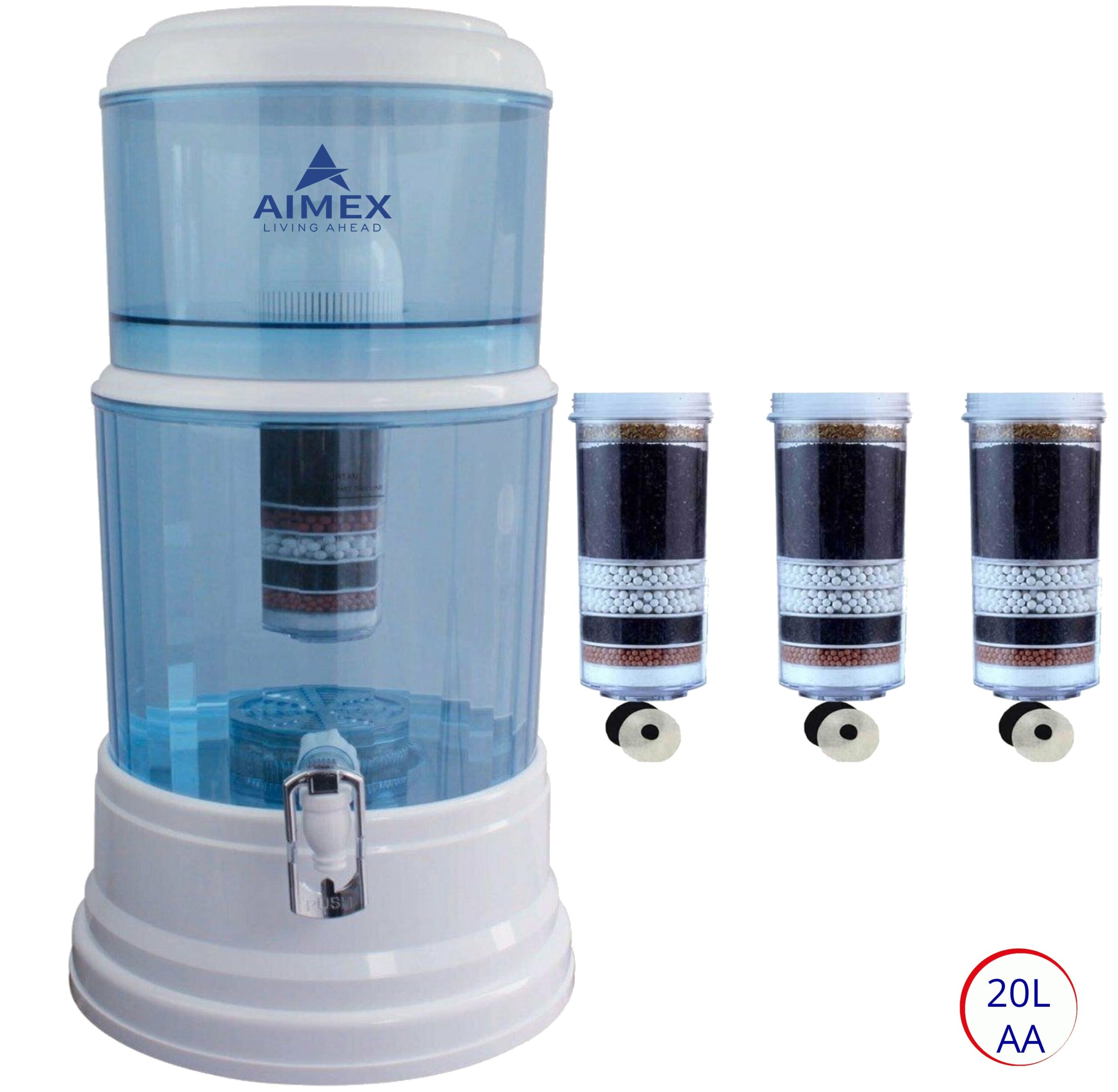Aimex 20L Benchtop Water Purifier With 3 Filters – Great Shop Aimex 20L Benchtop Water Purifier Resting On A Modern Kitchen Counter