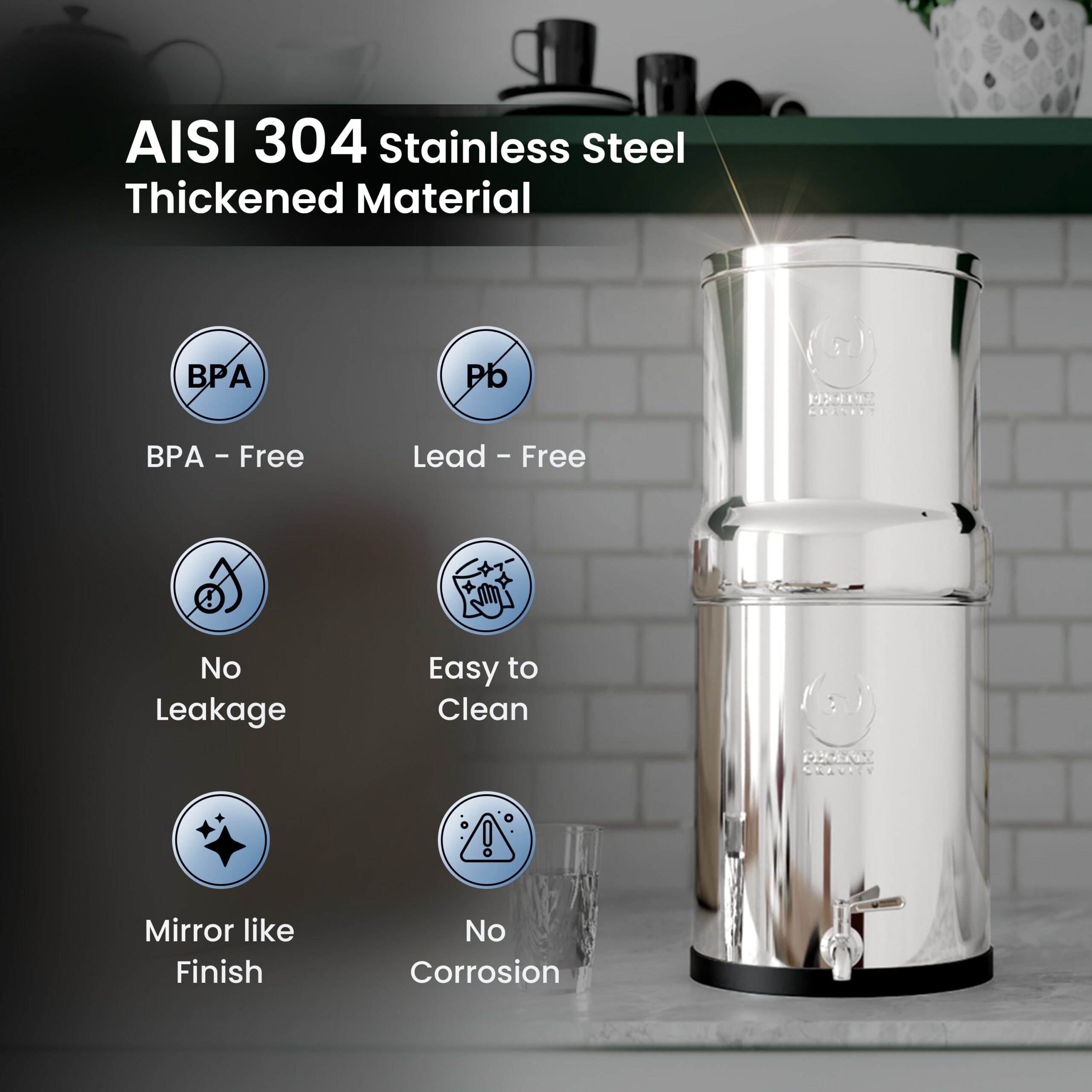Phoenix Stainless Steel Gravity Water Filter 12L – Great Shop Phoenix Stainless Steel Gravity Water Filter 12L - Image 5