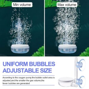 Transparent Aquarium Bubble Stone Aerator Head Mounted To Glass Wall With Suction Cups
