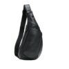 Black Men'S Leather Sling Backpack Worn As A Front Chest Bag