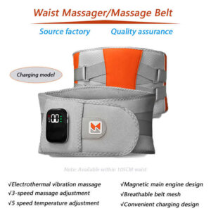 Wireless Heated Waist Massager With Lumbar Support Blue – Great Shop Close-Up Of The Smart Digital Control Buttons On The Blue Breathable Mesh Fabric Of The Heated Waist Massager.
