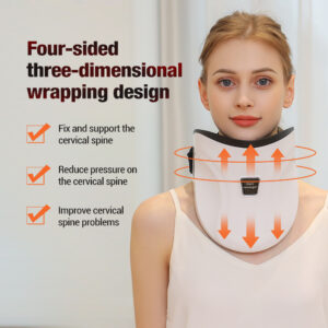 Infographic Displaying Three Heat Settings Of An Electric Infrared Neck Massager.