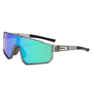 Polarised UV400 sports sunglasses in gray and green matte finish
