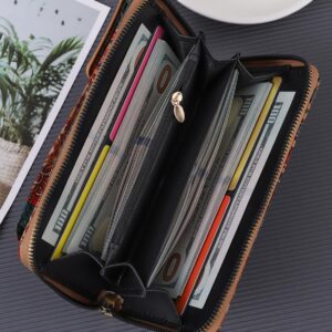 Vintage Bohemian Style Wallet Large Capacity Clutch – Great Shop Open View Of Vintage Bohemian Style Wallet Large Capacity Clutch Showing Card Slots And Phone Pocket
