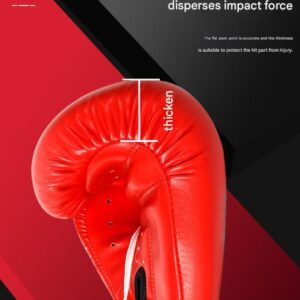 A Boxer Wearing Red And Silver Durable 10Oz Pu Leather Boxing Gloves Striking A Heavy Punch Bag