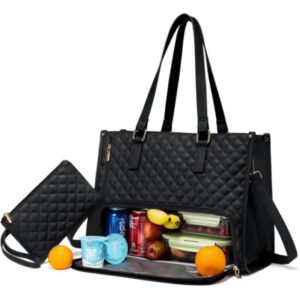 stylish quilted laptop & lunch tote bag