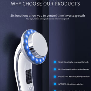 The Metal Treatment Head Of The Beauty Device Glowing With Red Led Light.