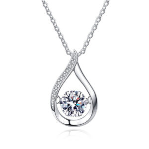 Moissanite teardrop dancing necklace in S925 sterling silver