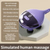 Intelligent 3D Electric Head Scalp Massager Waterproof Purple Standing On Its Charging Base