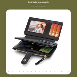 Opened Compact Bifold Wallet Displaying Card Slots And Id Window