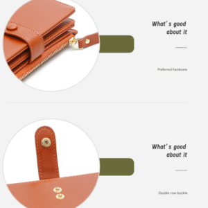Secure Side Zippered Coin Pocket On Compact Bifold Wallet