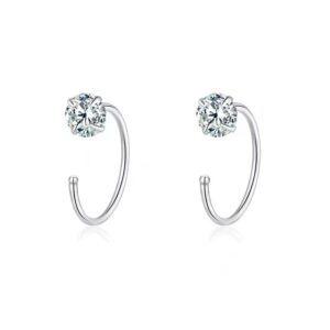 S999 sterling silver minimalist c-shaped hoop earrings 4-pair set displayed neatly on a white jewelry tray.