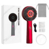 Red Luxury Red-Light Therapy Scalp Massager Comb In Hand Showing Glowing Red Leds And Massage Teeth.
