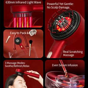 Red Luxury Red-Light Therapy Scalp Massager Comb Product Image Great Shop