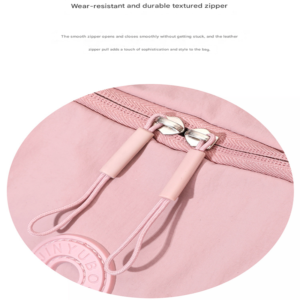 Pink Lightweight Nylon Crossbody Hobo Bag – Great Shop Close-Up Of The Water-Resistant Pink Nylon Fabric Weave And The Smooth Metal Zipper With A Textured Puller.
