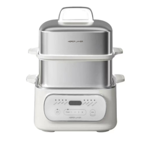 Hoper Three-Layer Stainless Steel Steamer digital appliance assembled on kitchen bench