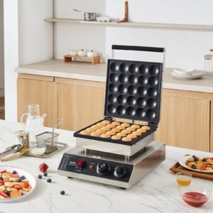 Freshly Baked Golden Poffertjes On A Commercial Mini Dutch Pancake Maker 25 Piece