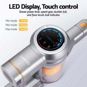 Close Up Of The Smart Led Touch Display On A Cordless Handstick Vacuum