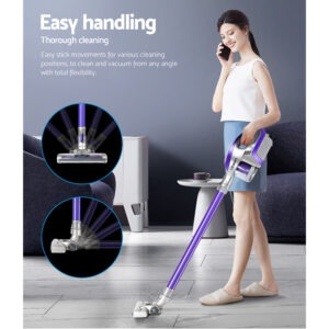 Devanti Stick Vacuum Cleaner Roller Brush Cordless 150W Purple Product Image Great Shop