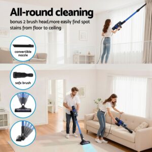 Devanti Stick Vacuum Cleaner Brushless Cordless 350W – Great Shop Devanti 350W Blue Vacuum Configured As A Handheld Unit With The Long Crevice Tool Attached