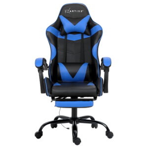 Artiss 2 Point Massage Gaming Office Chair Footrest Blue Product Image