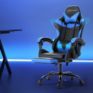 Artiss 2 Point Massage Gaming Office Chair Footrest Blue product image