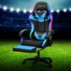 Artiss 6 Point Massage Gaming Office Chair 7 Led Footrest Cyan Blue Product Image