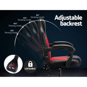 Artiss 2 Point Massage Gaming Office Chair Pu Leather Red Product Image